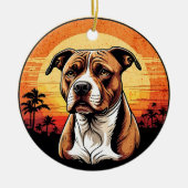 Pit Bull Retro Sunset Dog Lover Keramisch Ornament (Voorkant)