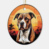 Pit Bull Retro Zonsondergang Hond Liefhebber Keramisch Ornament (Links)