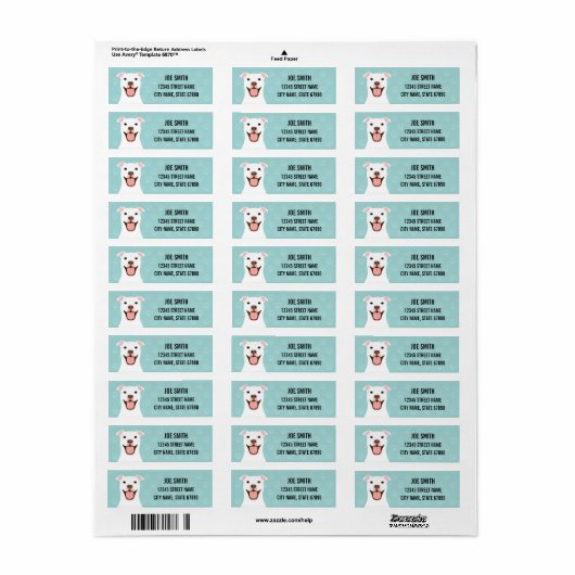 Pit Bull Return Address Labels (Full Sheet)