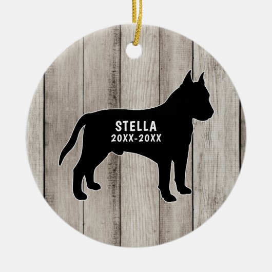Pit Bull Rustic Wood Ceramic Ornament (Voorkant)