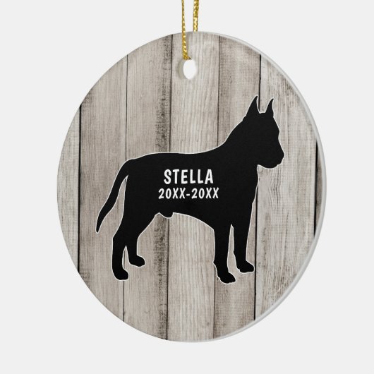 Pit Bull Rustic Wood Ceramic Ornament (Links)
