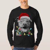 Pit Bull Santa Kerstmis Boom Lights Xmas Boys Dog T-shirt (Voorkant)