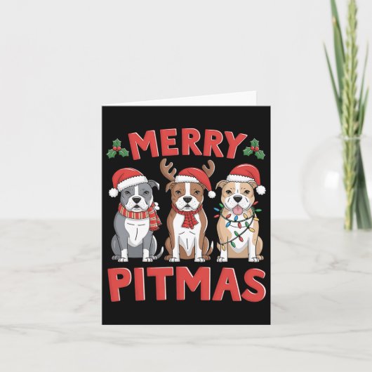 Pit Bull Santa Kerstmis - Lampjes voor kerstmis Me Kaart (Voorkant)