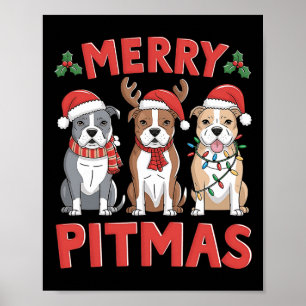 Pit Bull Santa Kerstmis - Lampjes voor kerstmis Me Poster