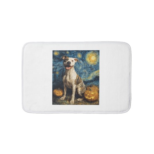Pit Bull Schattige Hond Halloween Jack O Lantern P Badmat (Voorkant)