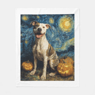 Pit Bull Schattige Hond Halloween Jack O Lantern P Fleece Deken