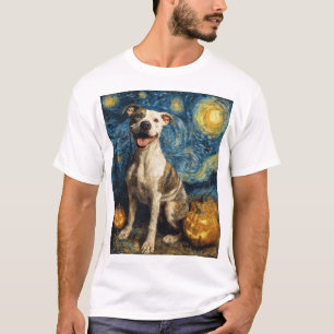 Pit Bull Schattige Hond Halloween Jack O Lantern P T-shirt