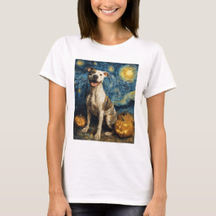 Pit Bull Schattige Hond Halloween Jack O Lantern P T-shirt