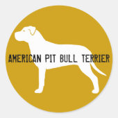 Pit Bull Silhouette Ronde Sticker (Voorkant)