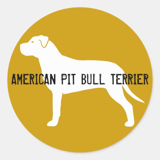 Pit Bull Silhouette Ronde Sticker (Voorkant)