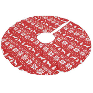 Pit Bull Silhouetten Kersttrui Patroon Rood Imitatie Linnen Kerstboom Rok