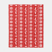 Pit Bull Silhouettes Honden Kerstvakantie Red Fleece Deken (Voorkant)