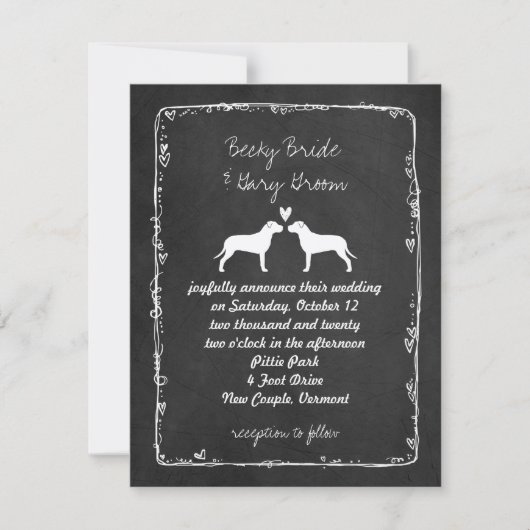 Pit Bull Silhouettes Wedding Announding Kaart (Voorkant)
