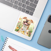 Pit Bull Sticker – Watercolor Design (Laptop met iPhone)