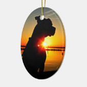 Pit Bull Sunrise Keramisch Ornament (Links)