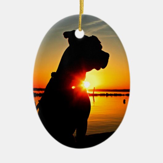 Pit Bull Sunrise Keramisch Ornament (Voorkant)