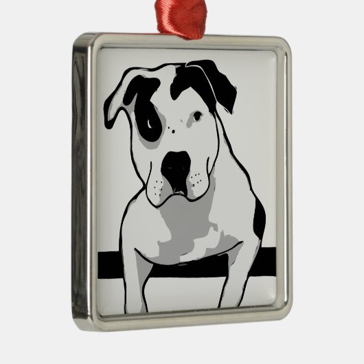 Pit Bull T-Bone Graphic Metalen Ornament (Rechts)