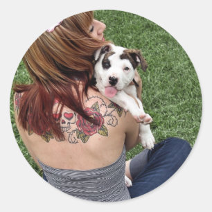 Pit Bull T-Bone Lucky Puppy Ronde Sticker