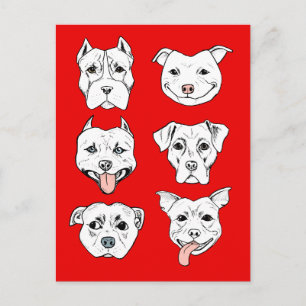 Pit Bull Terrier Dog Red Briefkaart
