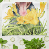 Pit Bull Terrier Dog Waterverf Theedoek (Gevouwen)