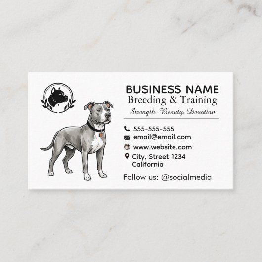 Pit Bull Terrier Fokkerij & Kweeker Professioneel Visitekaartje (Voorkant)