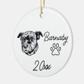 Pit Bull Terrier Hond Aangepaste Naam & Jaar Lijn  Keramisch Ornament (Links)