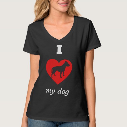 Pit Bull Terrier Ik hou van mijn hond T-shirt (Voorkant)