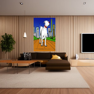 Pit Bull Terrier in het park   AI Art Poster