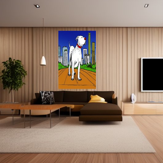 Pit Bull Terrier in het park | AI Art Poster
