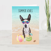 Pit Bull Terrier Mix Beach Bedankkaart (Voorkant)