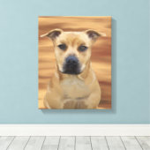 Pit Bull Terrier Oil Paint Simulation Canvas Afdruk (Insitu (Houten vloer))