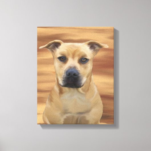 Pit Bull Terrier Oil Paint Simulation Canvas Afdruk (Voorkant)