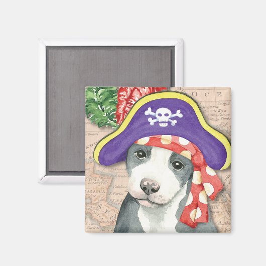 Pit Bull Terrier Pirate Magneet (Voorkant / Achterkant)