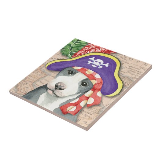 Pit Bull Terrier Pirate Tegeltje (Zijkant)