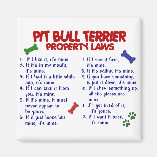PIT BULL TERRIER Property Laws 2 Magneet (Voorkant)