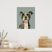Pit Bull Terrier Puppy Dog Waterverf Art Poster (Keuken)
