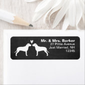 Pit Bull Terrier Silhouetten met Hart Schattigee H Etiket (Insitu)