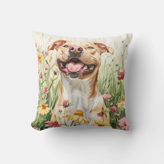 Pit Bull Throw Pillow – Watercolor Kussen (Voorkant)