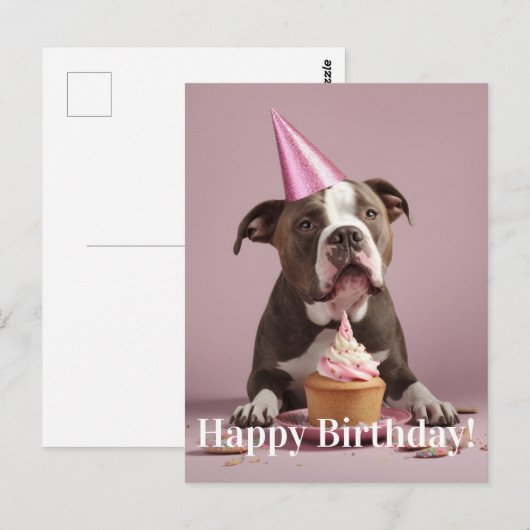 Pit Bull Verjaardag viering Briefkaart (Voorkant / Achterkant)