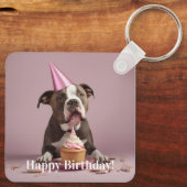 Pit Bull Verjaardag viering Sleutelhanger (Achterkant)