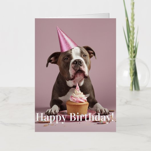 Pit Bull Verjaardagsfeest Folie Wenskaart (Voorkant)