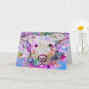Pit Bull Waterverf Art Kaart