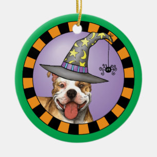Pit Bull Witch Keramisch Ornament