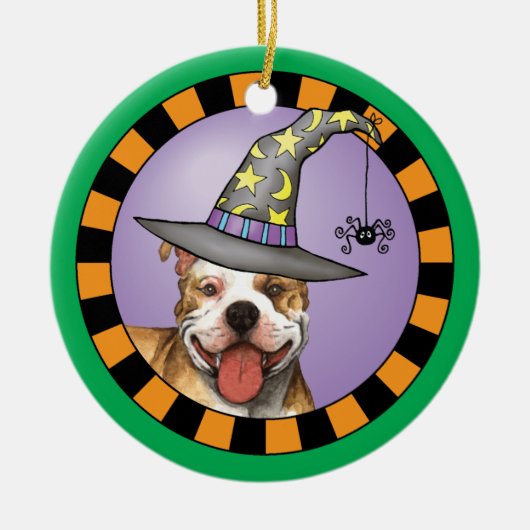 Pit Bull Witch Keramisch Ornament (Voorkant)