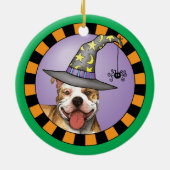 Pit Bull Witch Keramisch Ornament (Achterkant)