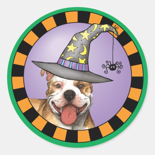 Pit Bull Witch Ronde Sticker (Voorkant)