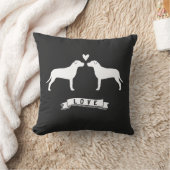 Pit Bulls Love - Dog Silhouettes w/Heart Kussen (Deken)