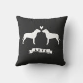 Pit Bulls Love - Dog Silhouettes w/Heart Kussen (Achterkant)
