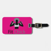 Pit Chick met Afro kettlebells Bagagelabel (Voorkant horizontaal)