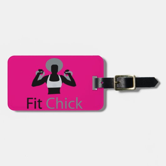 Pit Chick met Afro kettlebells Bagagelabel (Voorkant horizontaal)